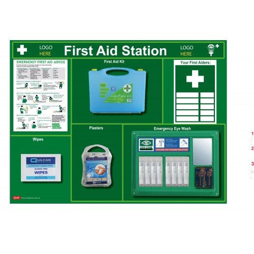 All-in-One Wall Mounted First Aid Station - inc station contents